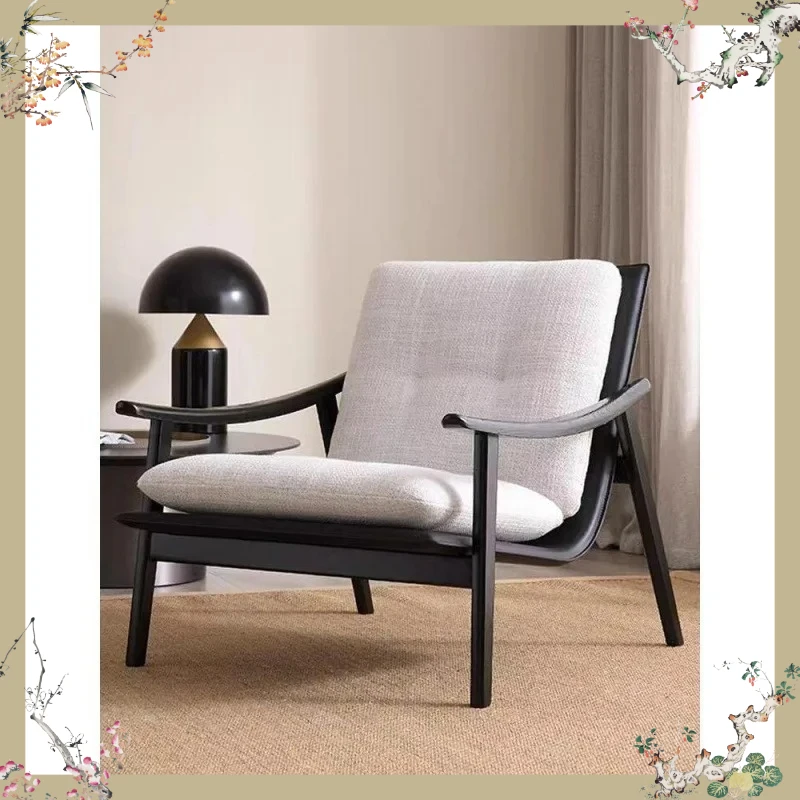 X-S Italian single sofa modern simple solid wood living room bedroom balcony leisure recliner HG