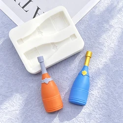3D Champagne Wine Bottle Design Shapes Silicone Fondant Cake Chocolate Candy Silicone Decorating Mold Tools