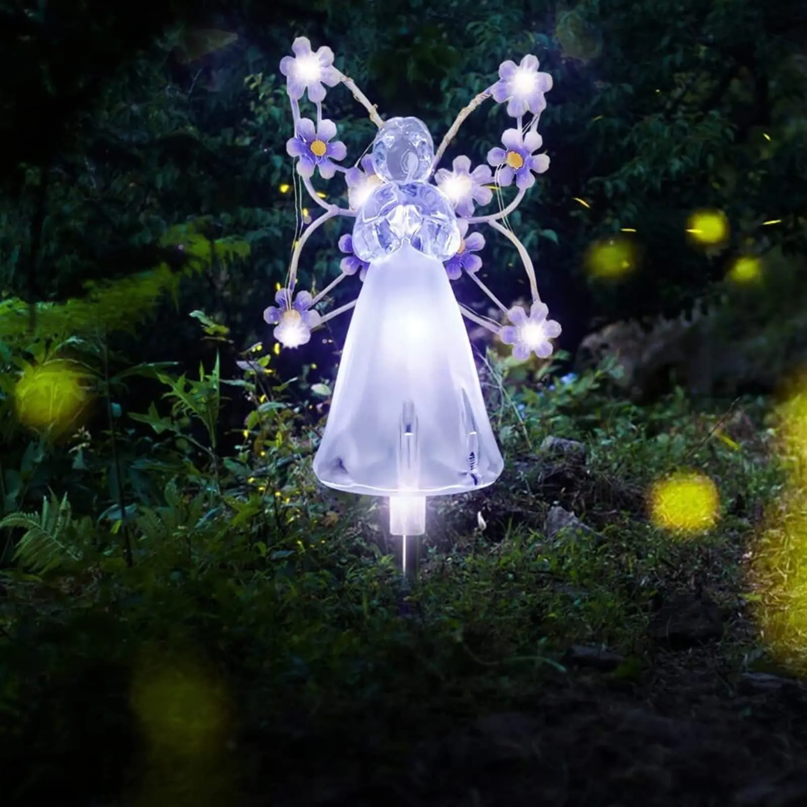 

1/2pc Solar Powered Garden Stake Lights Angel Decorative Lights for Cemetery Grave Yard Patio Outdoor Decoration Memorial Gifts