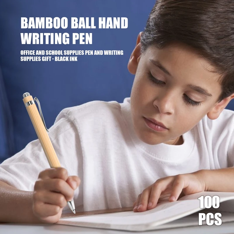 100 Pcs/Lot Bamboo Ballpoint Pen Stylus Contact Pen Office & School Supplies Pens & Writing Supplies Gifts-Black Ink