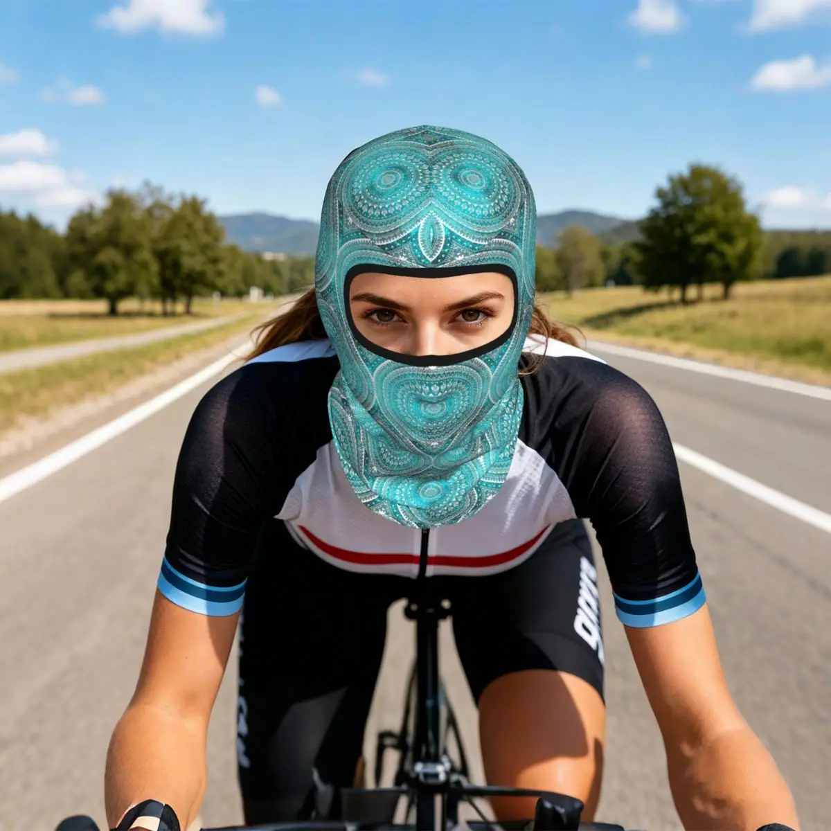 Mandala Turquoise Breathable Thin Balaclava Full Face Mask Sun Protection Neck Gaiter For Motorcycle Cycling
