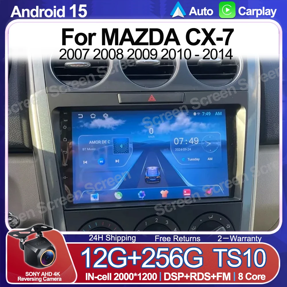 

Android 15 For MAZDA CX-7 2007 2008 2009 2010 - 2014 Car Radio Multimedia Video Player Carplay 2 Din Head Unit Navigation GPS