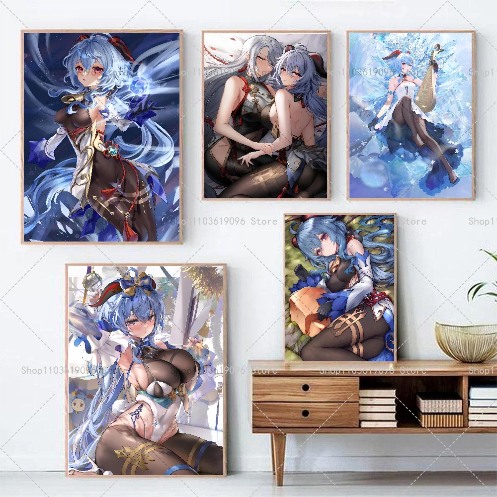 Game Genshin Impact Ganyu Poster Paper Print Home Bedroom Entrance Bar Cafe Art Painting Decoration