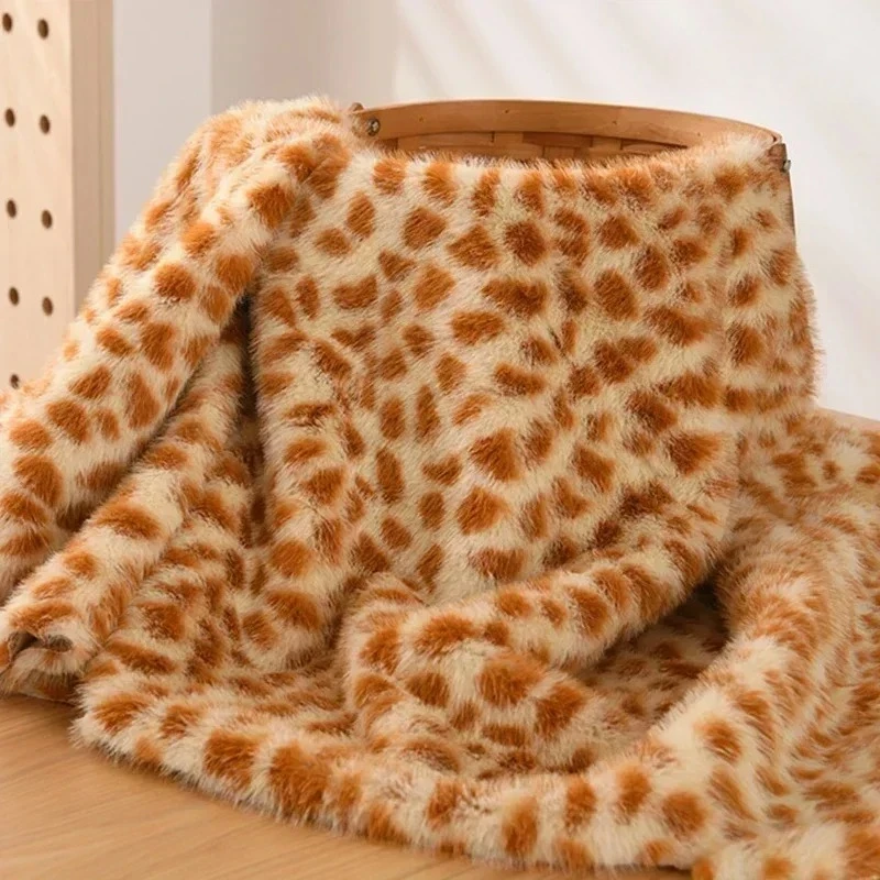 Ткань из искусственного меха велбоа с леопардовым принтом, 50x160 см, короткий ворс, для обивки, одежды, рукоделия, шитья, полиэстер, мягкая