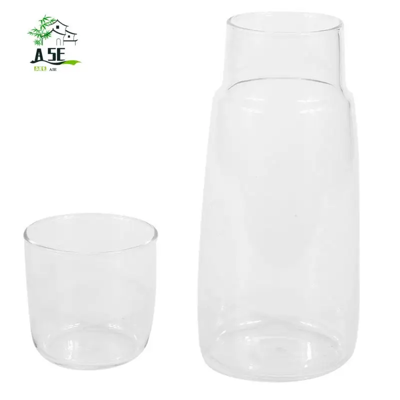 A05E-Clear Bedside Water Carafe Set With Tumbler Glass For Bedroom Nightstand, Night Water Carafe With Glass, With Cup Set