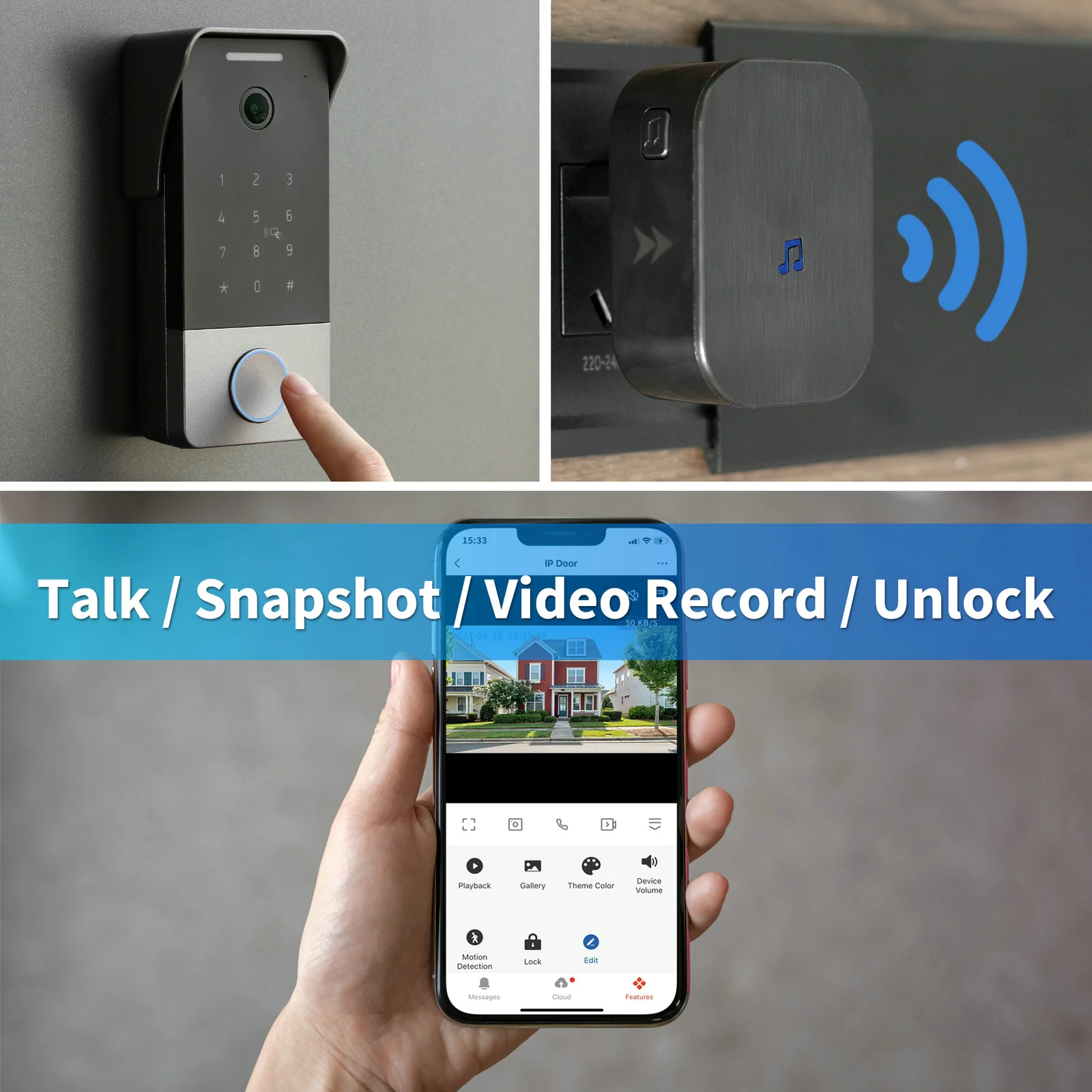 Tuya-WiFi Campainha IP Video Intercom, 160 ° Câmera Grande Angular, Painel de Chamadas, Suporte Detecção de Movimento, Villa, Escritório, Apartamento