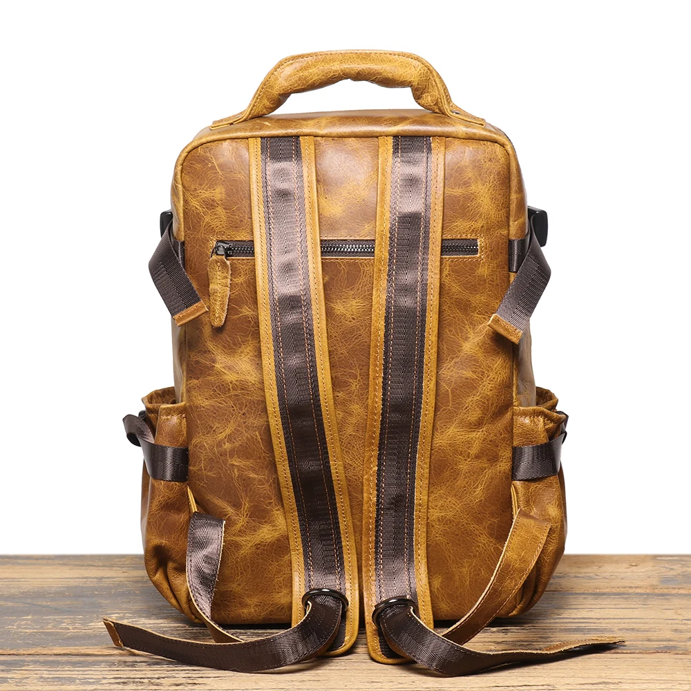 LUOKIR New Men\'s Genuine Leather Travel Backpack Women\'s Cowhide School Bag Large Capacity Backpack Original Double Shoulder Bag