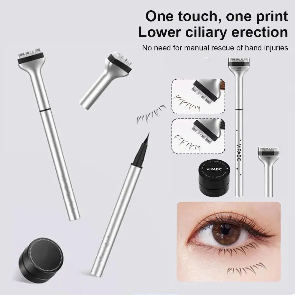 1Set Dezone Onderste Wimper Stempel Maquillage Beroep Wimper Afdichting Eyeliner Pen Waterdicht En Zweetbestendig 2-In-1 Eyeliner