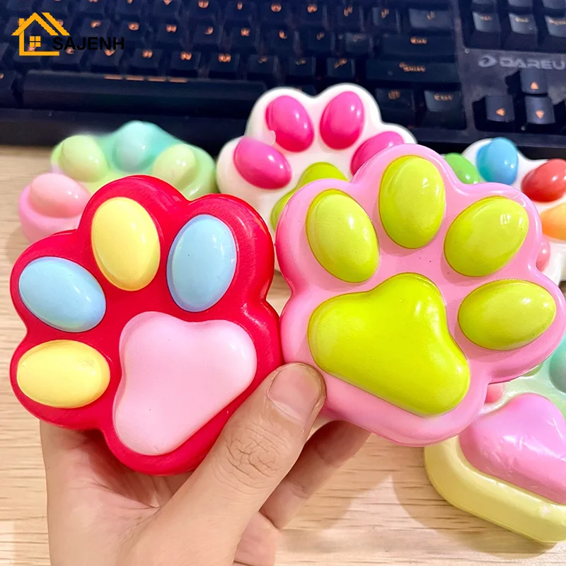 1Pcs Soft Sticky Stress Relief Relax Toys Squeeze Cat Paw Toys Decompressing Pinching Cat Paw PU Slow Rebound Toy