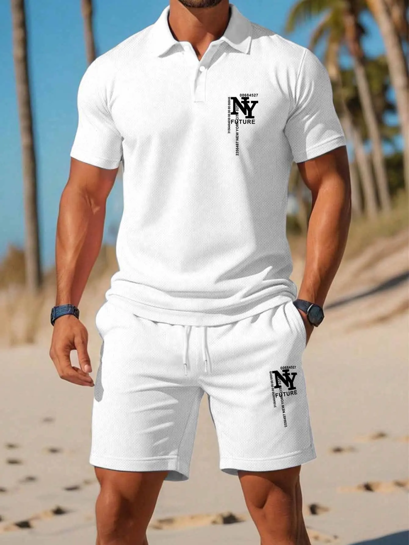 Conjunto de Polo 3D de Manga Corta para Hombre, Venta Caliente 2026 - Conjunto de Polo con Pantalones Cortos, Dos Piezas, Estilo Deportivo Casual y Moderno