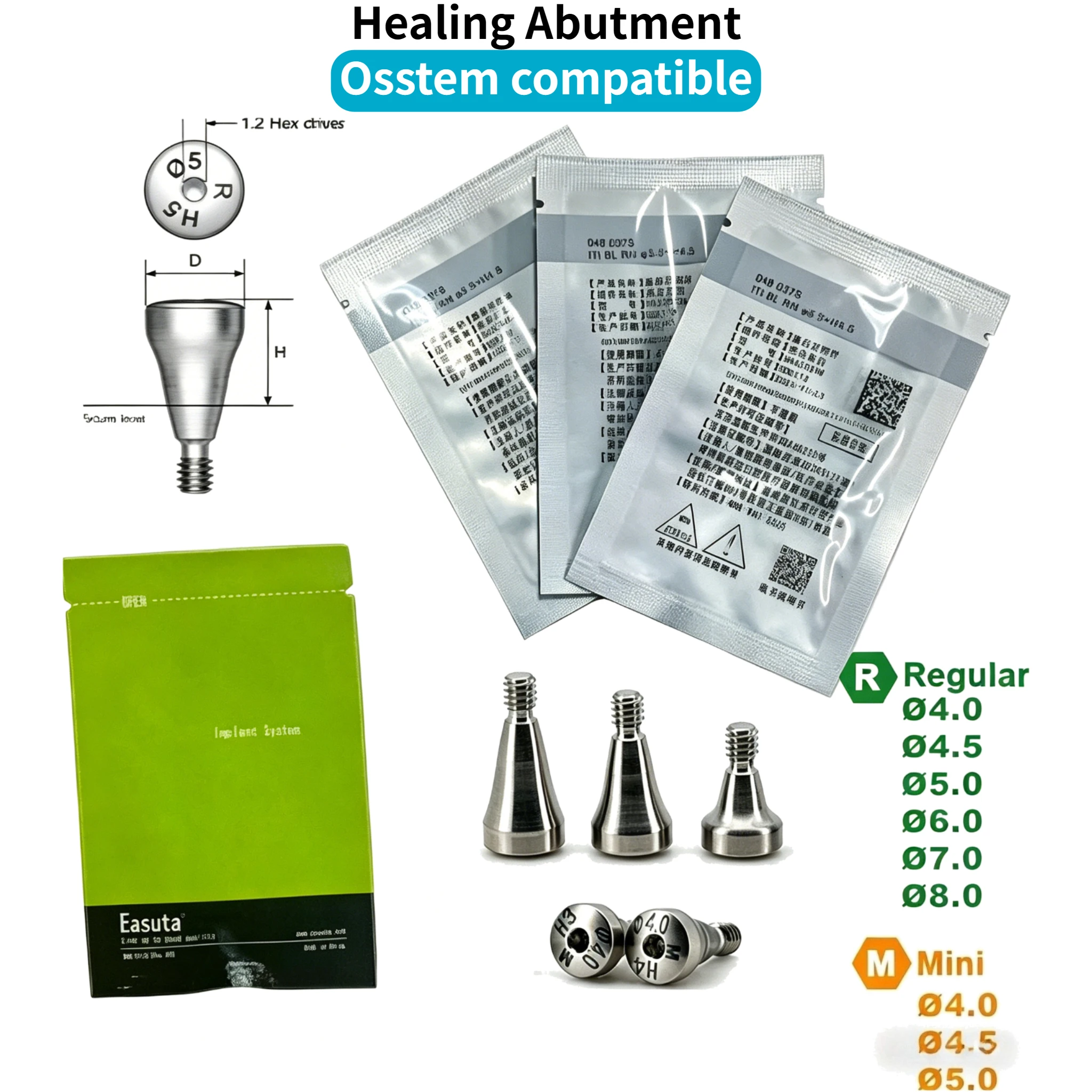 

Dental Dentistry Osstem Compatible Healing Abutment Dental Implant Accessories Osstem Healing Abutment Healing Cap