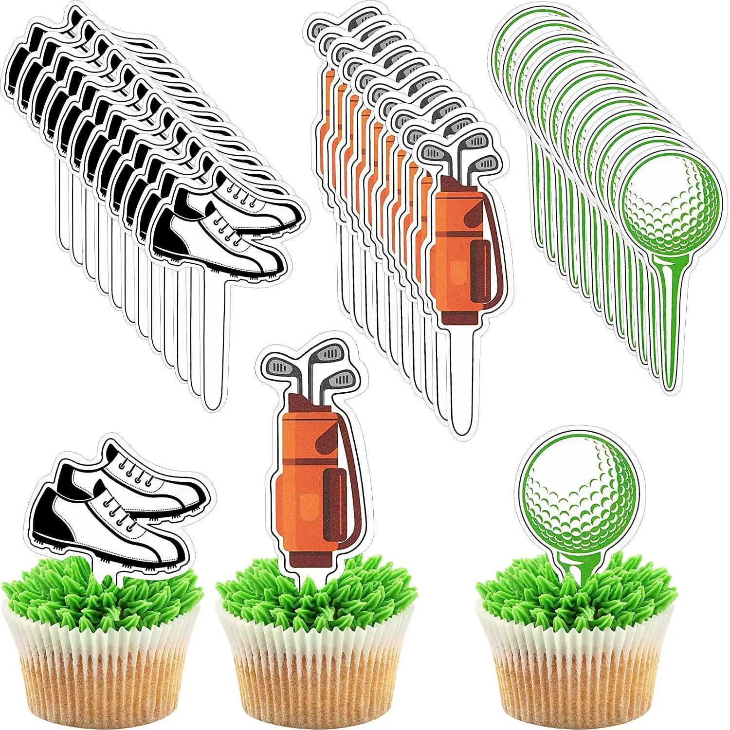 Golf Happy Birthday Cake Topper Shoes Car Ball Wedding Kids Boys Party Cake DIY Baking Cupcake Toppers Decoration Baby Shower