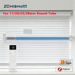 Zemismart Zigbee Roller Shade Blinds Motor for 17 20 25 28mm Round Tube Smart Electric Curtain Engine Works with Tuya Alexa