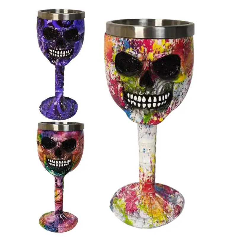 Skull Wine Cup Skull Halloween Wine Glass Party Cups Halloween Decor Accessories Halloween Goblets Resin Stainless Steel For