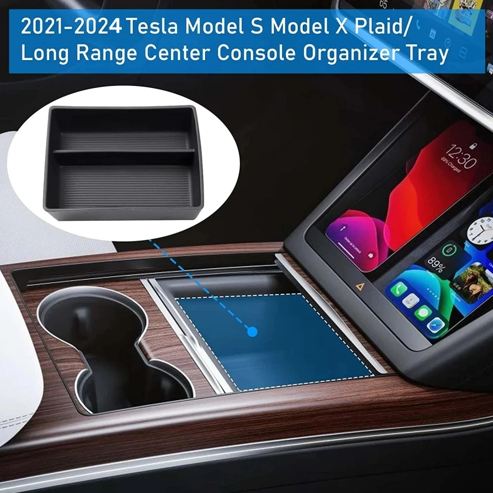 Center Console Organizer Tray For Tesla Model S Model X Plaid/Long Range 2021 2022 2023 2024 Front Center Console Storage Box