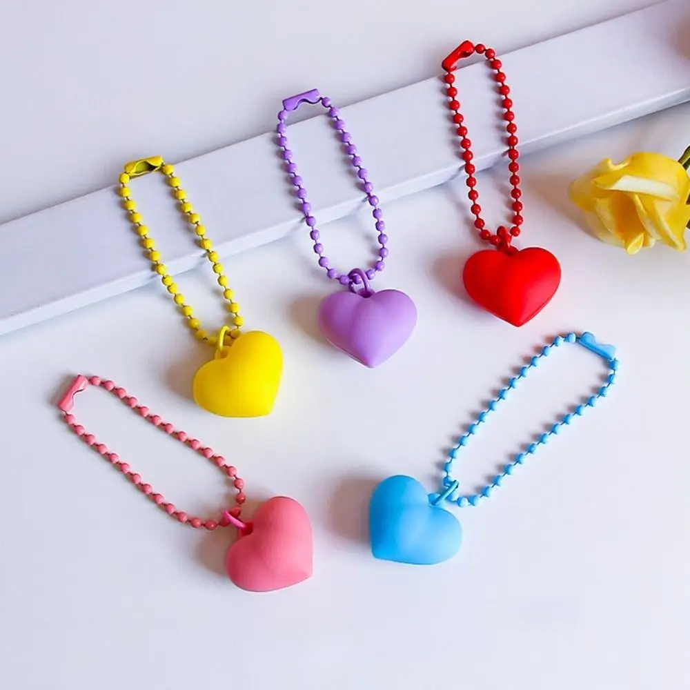 Fashion Y2K Colorful Heart Keychain Kawaii Korean Silicone Heart Keyring Sweet Dopamine Candy Color Heart Pendant Girls