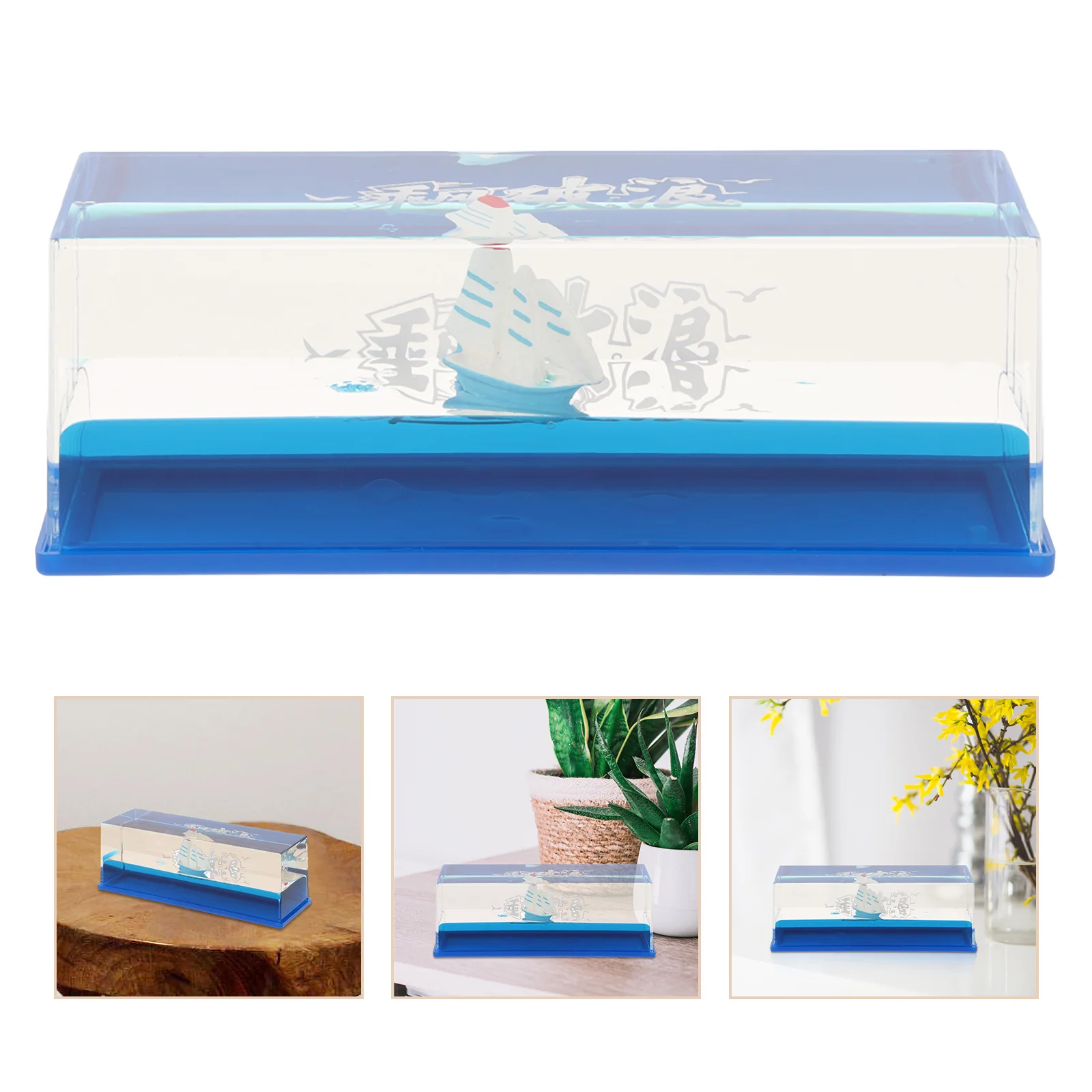 

Fluid Drift Bottle Cruise Floating Liquid Desk Decor Resin Acrylic Desktop Ornament For Home Office Wedding