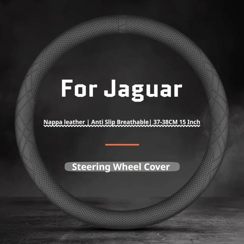 For3Jaguar3F-PACE3E-PACE3XF3XE3F-TYPE3Perforated3Leather3Car3Steering3Wheel3Cover337-38cm3Premium3Touch3Car3Interior3Accessories