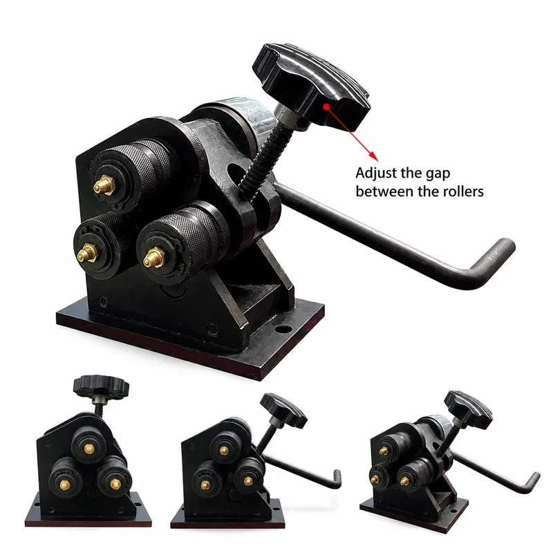 Mini Manual Rolling Machine Small Hand Three Roll Tube Bender Plate Roller Metal Sheet Curving Tool Jewelry Making Equipment