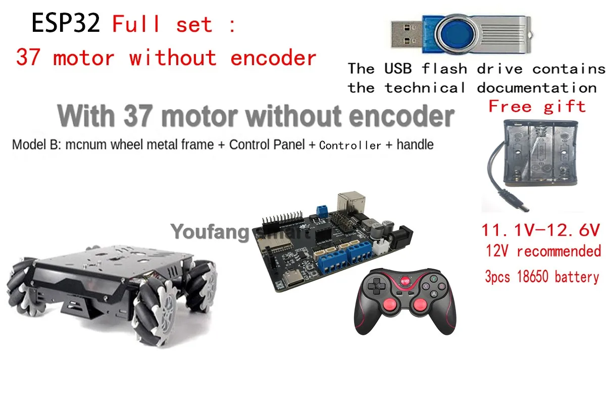 25 kg belastbarer RC Tank V3 Mecanum-Rad-Roboterwagen für Arduino Roboter DIY-Kit mit Encoder-Motor und PS2-Controller, programmierbares Roboter-Kit – Detail 20