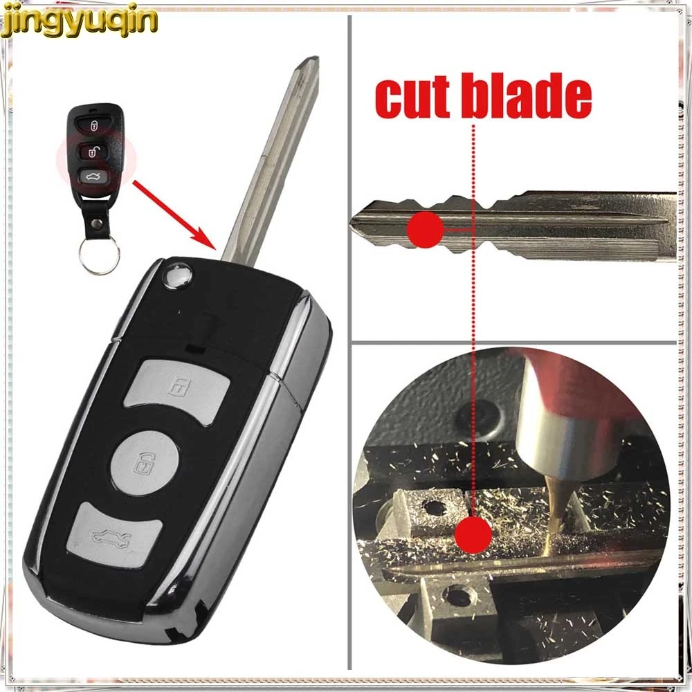 

Jingyuqin Uncut/Cut Blade Flip Folding Remote Car Key Case Shell Fob for Kia Hyundai Elantra Sonata Genesis Santa Fe Accent