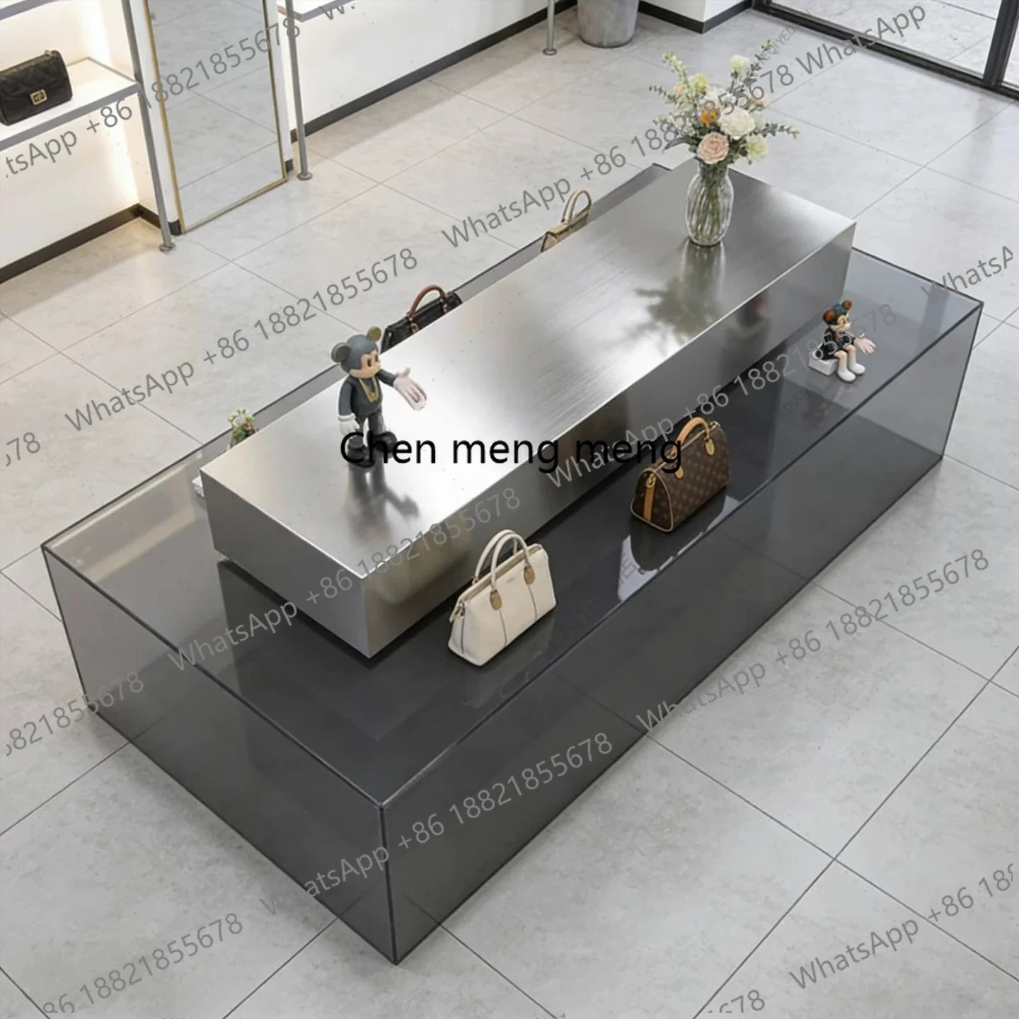 A74Stainless Steel Acrylic Display Table Clothing Store Window Art Gallery Goods, Nakajima Terrace