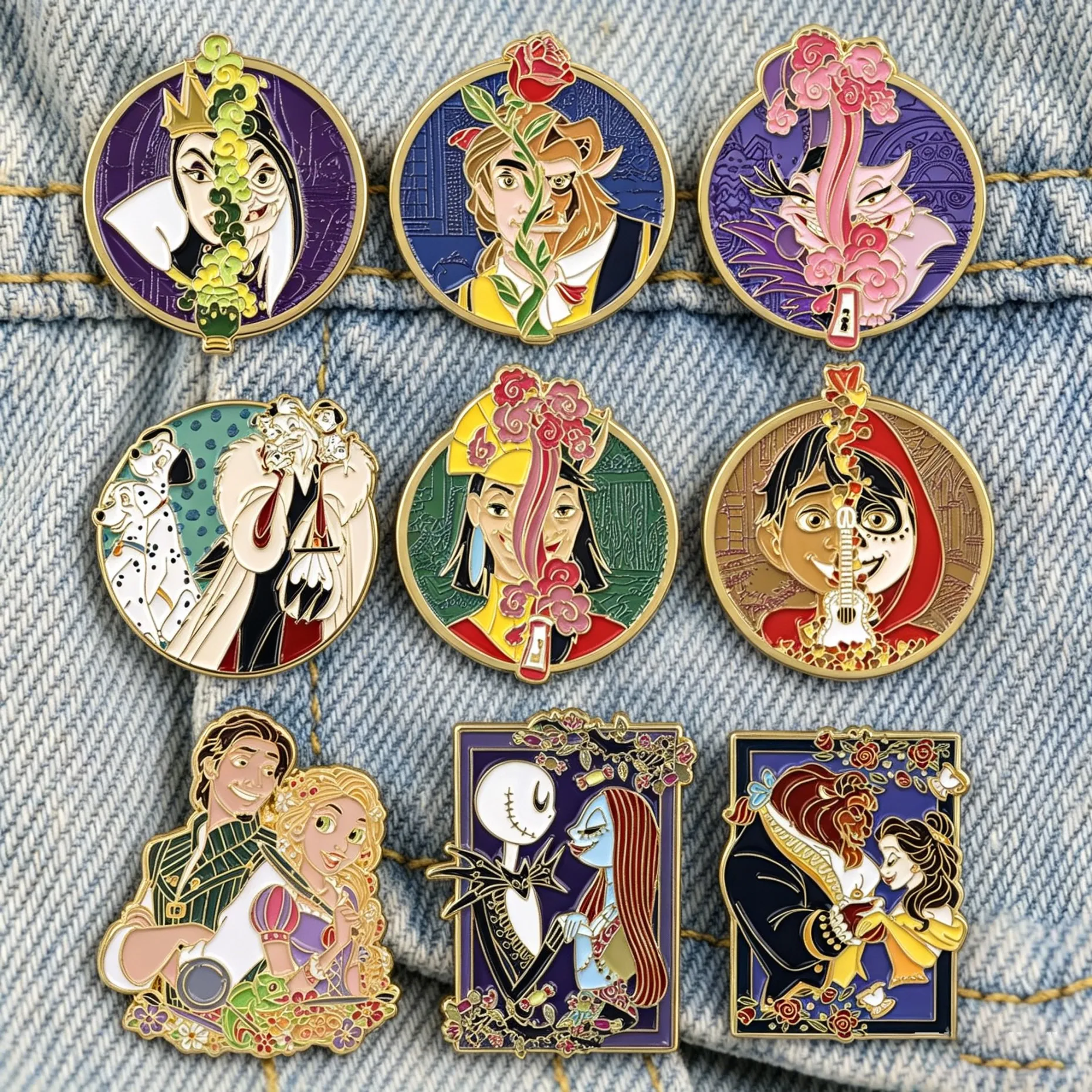 Cartoon-Film Emaille-Pins: Schurken & Paare Broschen, Anstecknadeln für Rucksack-Fans, Schmuckgeschenke, Kleidungsdekoration