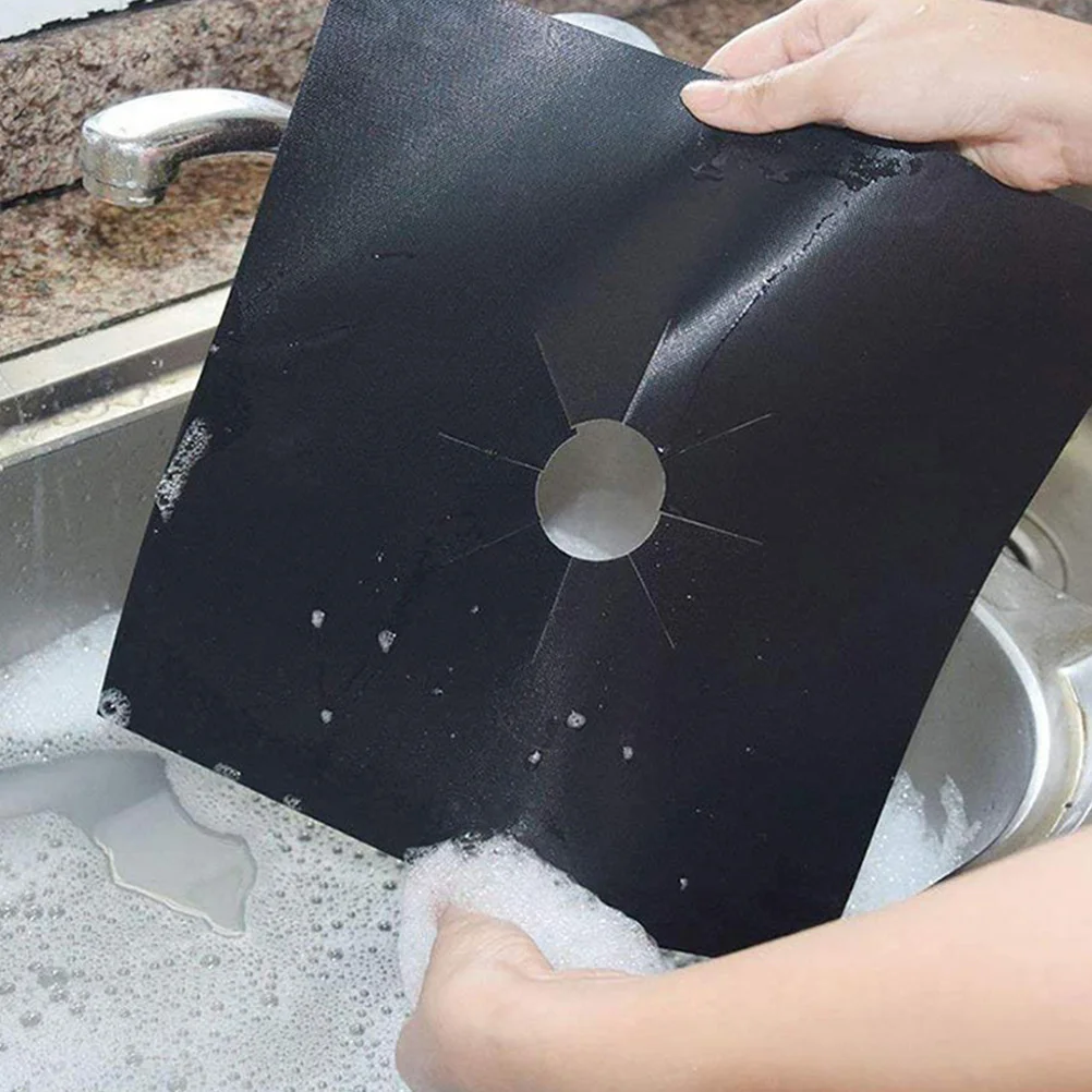 

10pcs Clean Liner Reusable High Temp Resistant Easy Clean Stove Burner Cover For Gas Stove Protection Kitchen Bar Accessories
