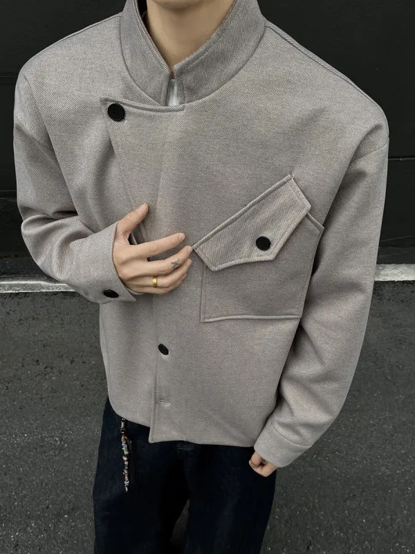 

Trendy Retro Tweed Suit Jaet Loose Casual Stand Collar Haome Autumn Winter High End Feeling M Outerwear Coat