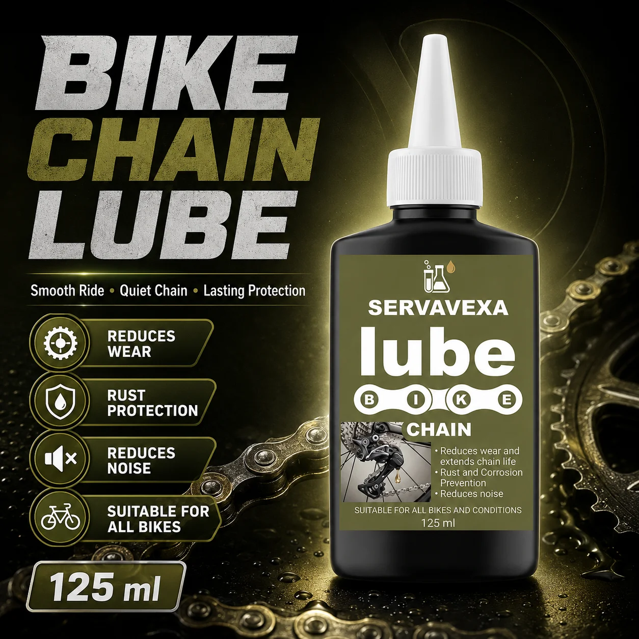 125ml Bicycle Chain Lube MTB Road Bike Maintenance Lubricant Anti-Rust Gear Drivetrain Care Reduces Noise Smooth Cycling