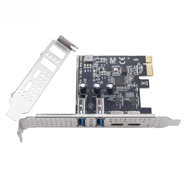 PCIE USB Type C Expansion Card Adapter HUB 2Port USB-C + 2Port USB3.2 GEN1 5Gbps Riser Card with Low Profile Bracket for Desktop