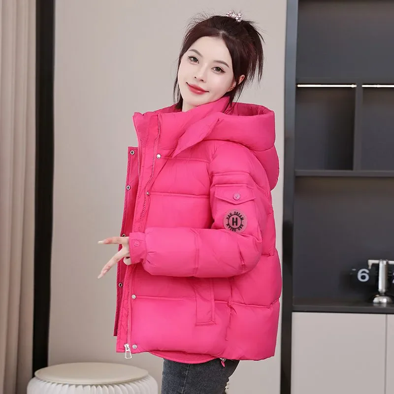 

2025 Winter New Short Down Cotton-Padded Jacket Women's Overcoat Korean Loose Warm Warm Parker Fashion Loose Hooded Bread Clothe