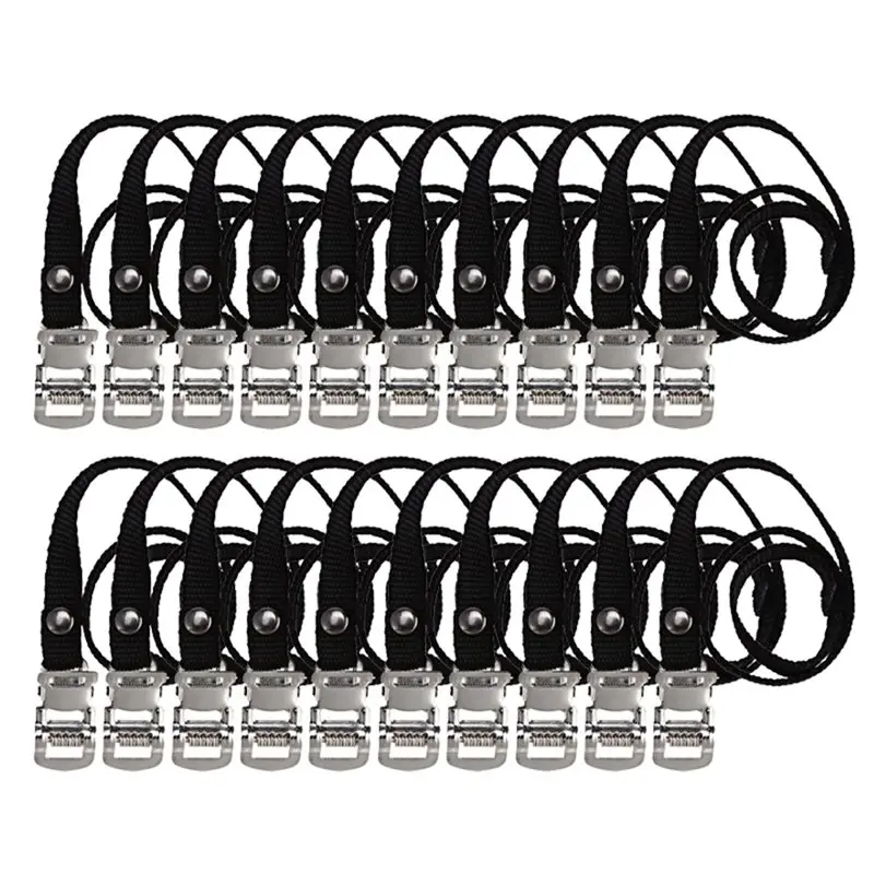 【RECOMENDAR】Racing Shoe Compatible Buckled Straps 20Pcs For Bicycle Gym Bike Footboard Toe Clips Cycling Pedal Rope Workout Demo
