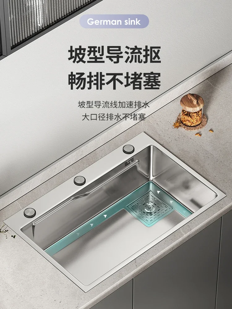 Kitchen sink 304 stainless steel sink large single-slot household hand-made sink sink nano sink basin under the table