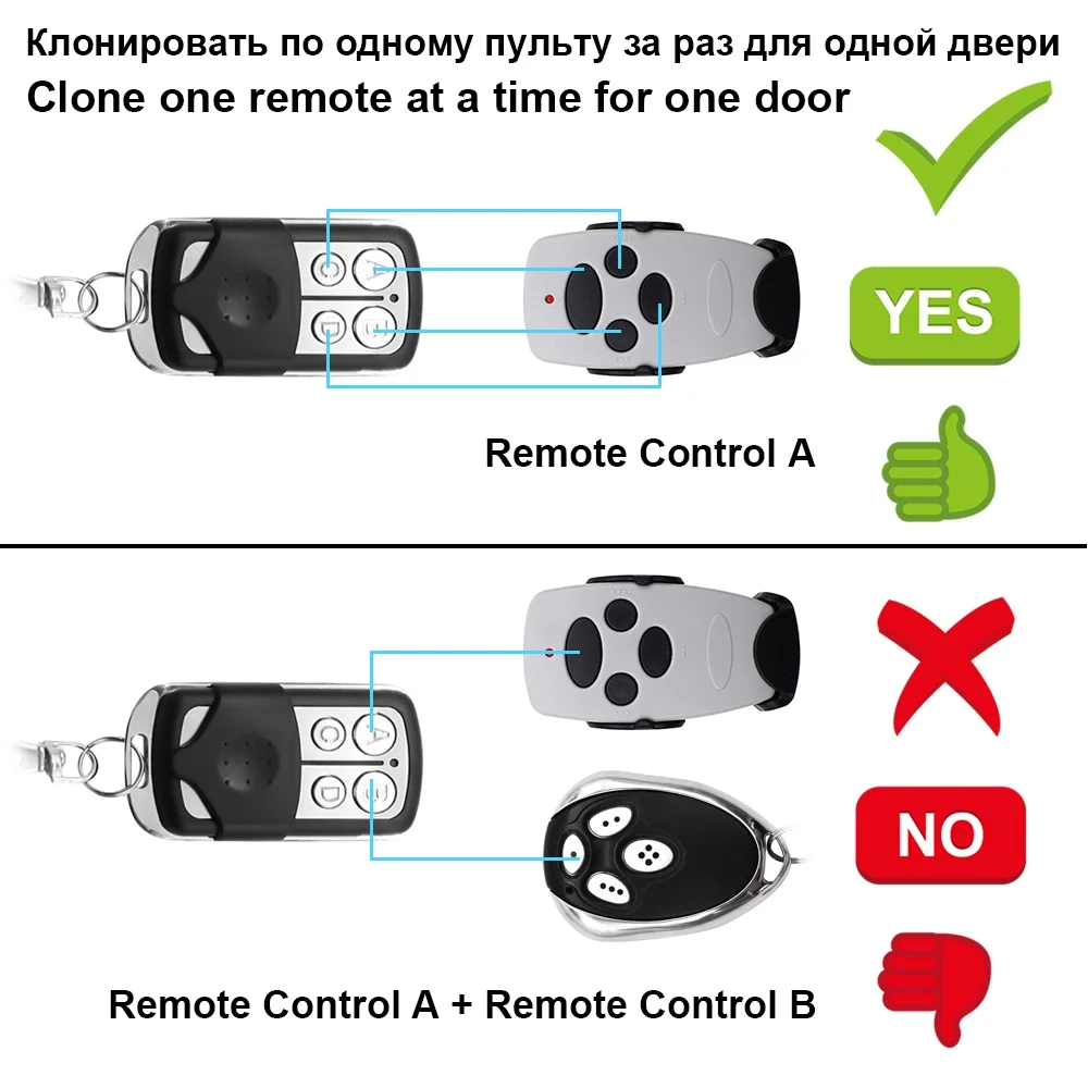 Imagem -04 - Controle Remoto Duplicador Universal Clone Aprender Código Rolling Code Portão Porta da Garagem Botão 433.92mhz d4 433mhz Nova Chegada