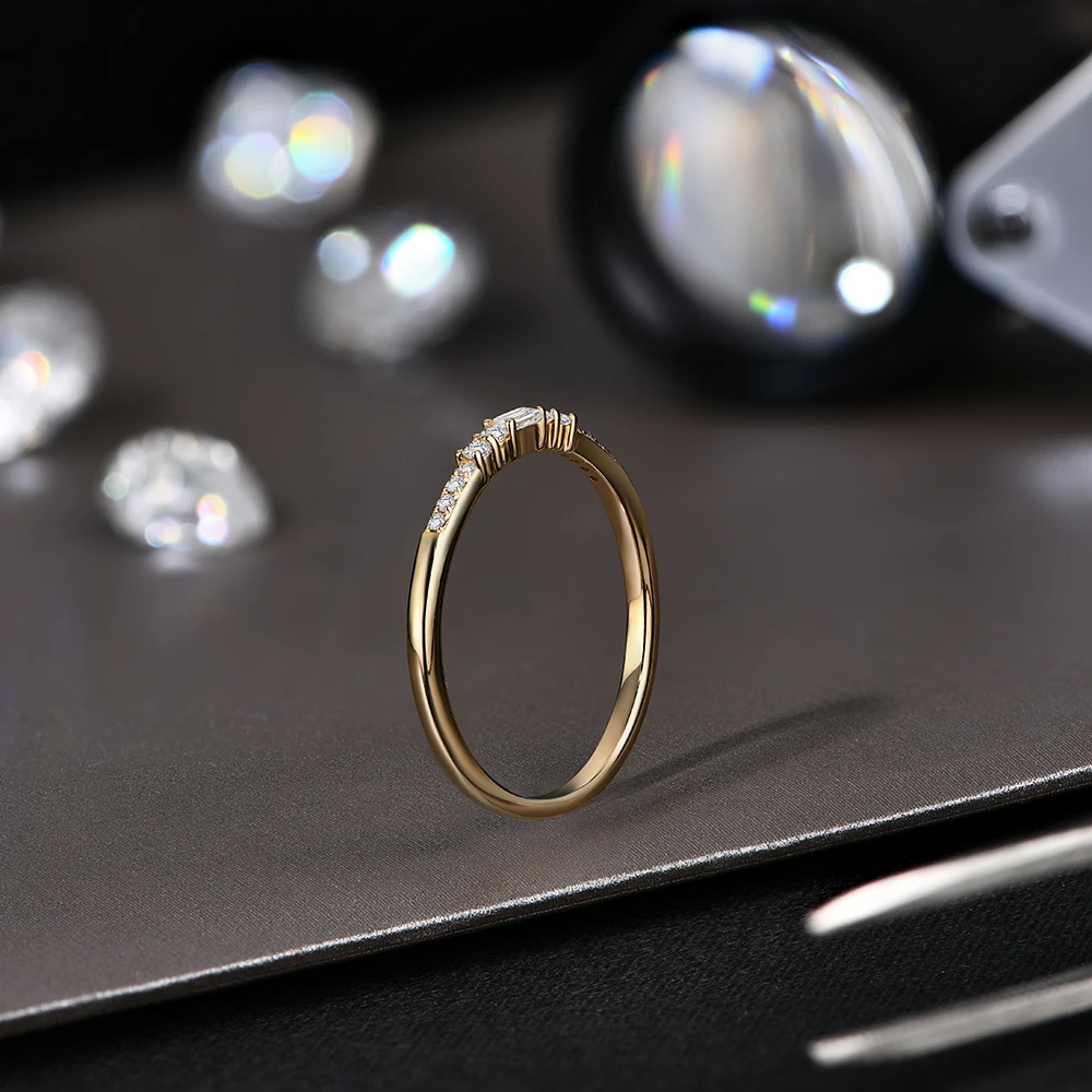 MINTYBOX Excellent Cut New Wedding Band D Color Moissanite Ring for Women 925 Sterling Silver Real Pure 10k 14k 18k Gold Jewelry