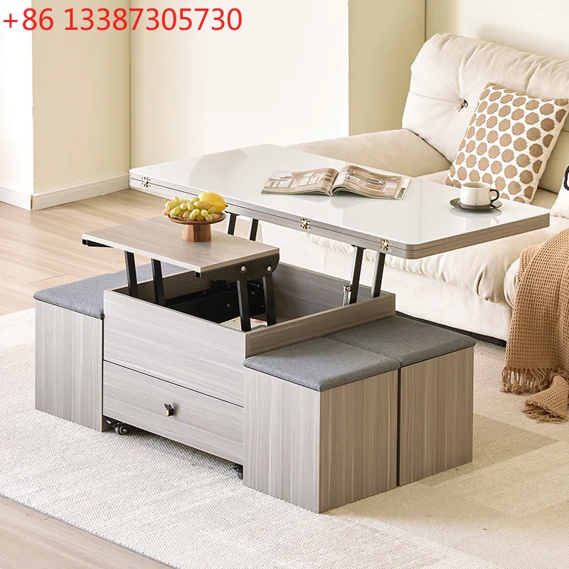 Tavolino da caffè con ascensore per uso domestico, tavolino da pranzo pieghevole multifunzionale tre in uno per piccoli appartamenti