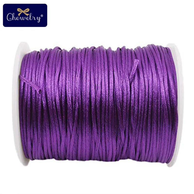 Lassen Sie uns 1pc 1mm 80m Satin Seide Seil Nylons chnur bunte Baby Beißring Zubehör Beiß kette Halskette Rattail Schnur DIY Werkzeug Spielzeug machen – Detail 23