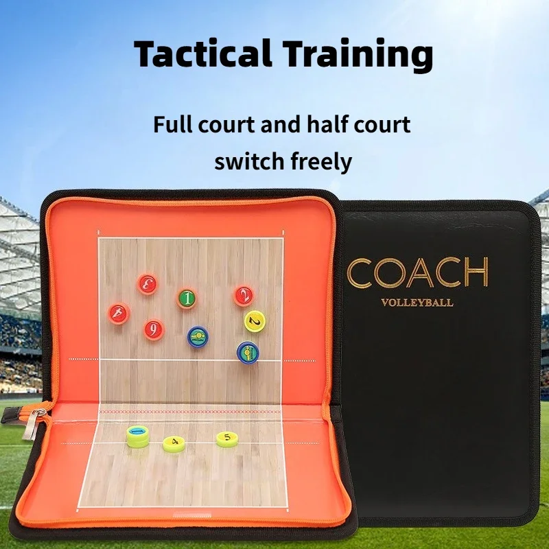 Zipper Double Fold Volleyball Tactical Board - Magnetic Flag/Erasable/Foldable Storage Portable Folding Design