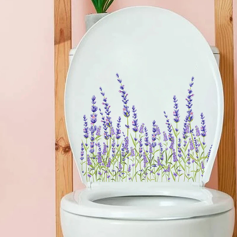 1PC Flower Bird Toilet Sticker  Self Adhesive Paintings Removable Bathroom Decal Decorative Room Decor Wall The Bedroom Stickers