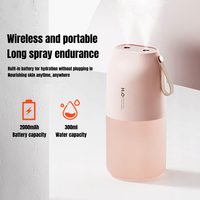 300ml Dual Spray USB Air Humidifier Mini Aroma Diffuser, 2000mAh Rechargeable Wireless, LED Mood Light for Bedroom Office Decor