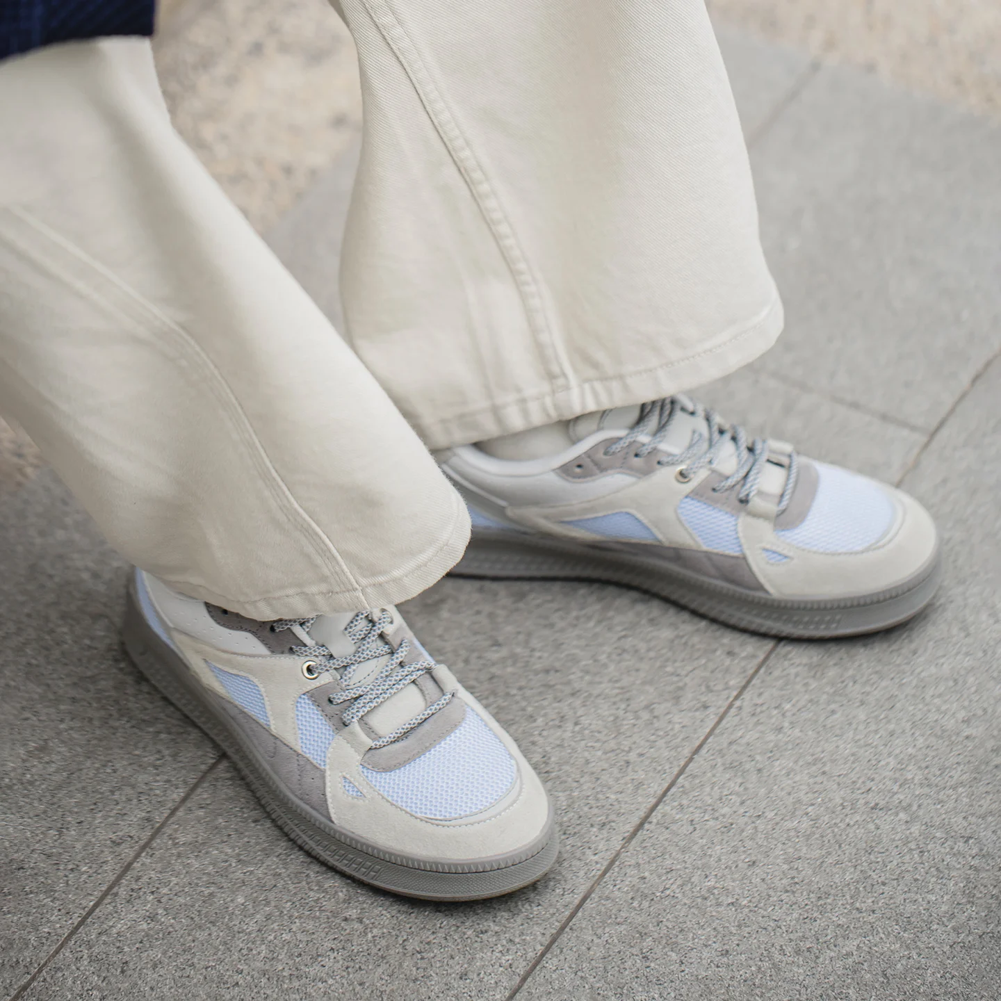 

Mra Brand Men's Gray-Blue Thick-Soled Sneakers for Spring and Summer, Breathable Mesh Patchwork Cleanfit Sports Casual Shoes