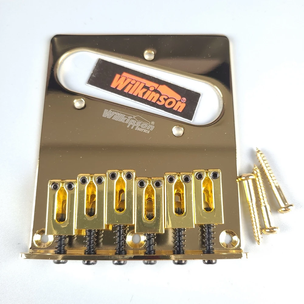 

Wilkinson 52.5mm(2-1/16 inch) 6 Saddles Modern Tele Bridge for American Standard Telecaster Guitar Gold Golden WOT03