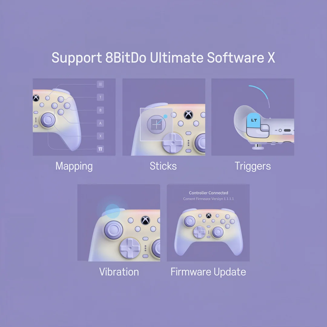 8Bitdo 3 Wireless Controller for Xbox Series X|S/PC/Android/Apple Wireless Gamepad With Force Ring TMR Joystick Charging Dock