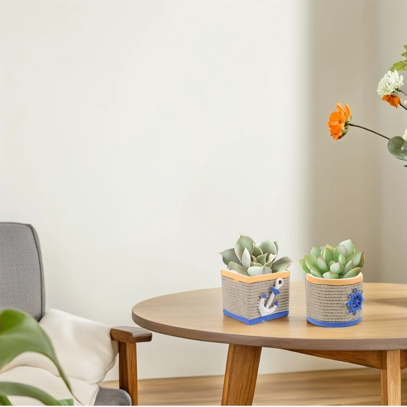 

2 pcs Cement Flower Pot Succulent Planter Cactus Pot Mini Garden Vase Bonsai Container Desktop Decoration Indoor