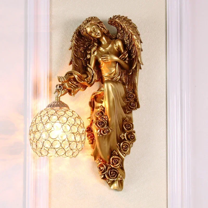 Angel Girl Wall Lamps Rose Wings Creative Sconces LED Lighting Fixture for Living Room Bedroom Bathroom Wall Mirror Lights Decor