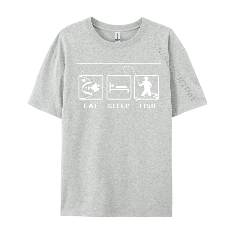 Eat Sleep Fish Repeat Tee Shirts Men's 2024 Fashion Tops T Shirt Cotton Printed T Shirt Fishing Lover Gift