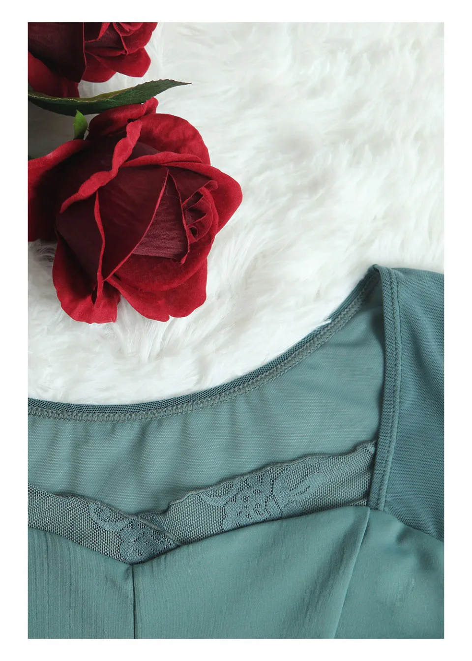 Neues Ballett-Tanzleotard Gymnastik-Kostüm mit Spitzenkragen Taillenlange Ärmel Bodysuit Gymnastik-Performance Erwachsenen-Yoga-Kostüm – Detail 6