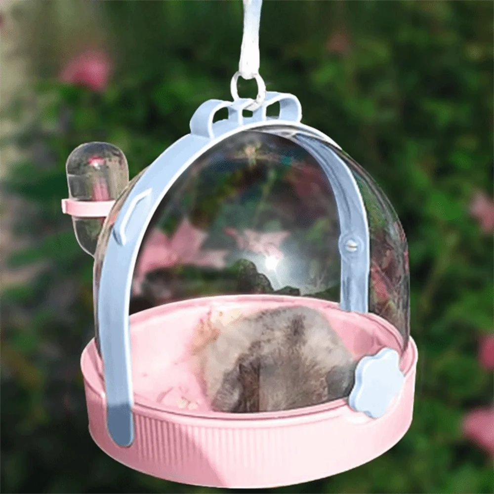 

Large Space Portable Hamster Cage Transparent Breathable Mesh Small Animal Carrier Large Opening with Water Bottle
