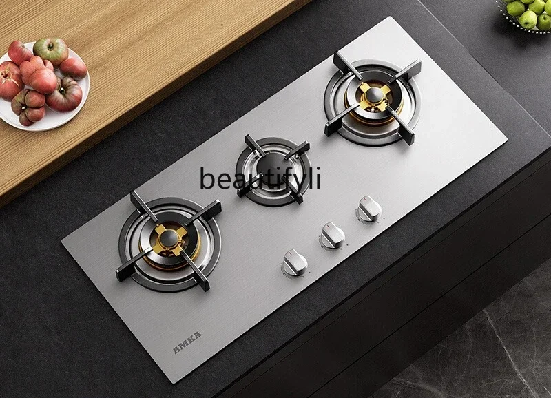 

Новое поступление, газовая плита с тремя глазами из нержавеющей стали, встроенная газовая плита, бытовая газовая плита с несколькими головками и тремя головками